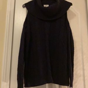 Navy blue cold shoulder cable knit sweater size S